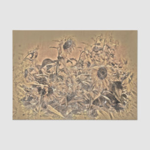 Sunflower Field Vintage Antique Decoupage Texture Tissue Paper