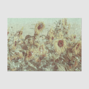Sunflower Field Vintage Antique Fall Texture Tissue Paper