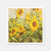 Sunflower Field Vintage Green Yellow Decoupage