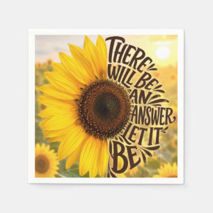 Sunflower Field with Inspiring Quote Napkin