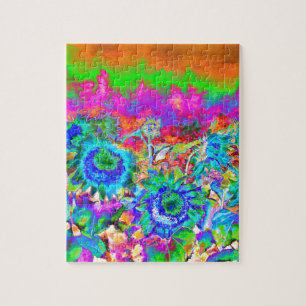 Sunflower Fields - blue Jigsaw Puzzle