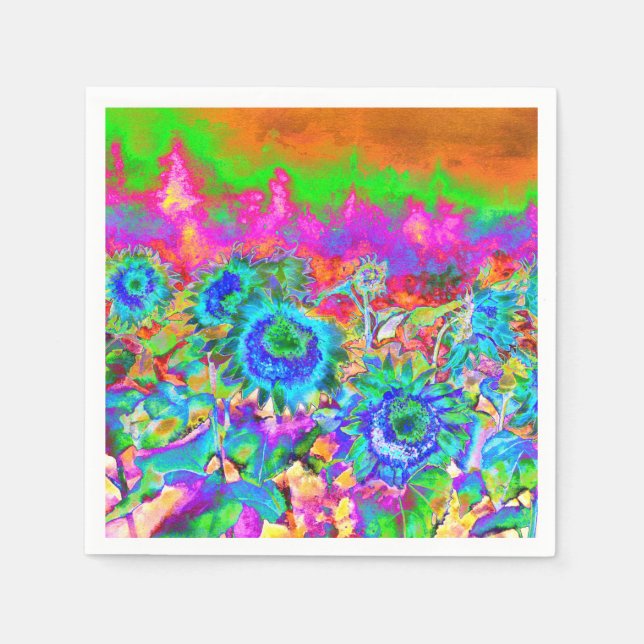 Sunflower Fields - blue Napkin (Front)