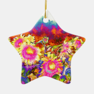 Sunflower Fields Ceramic Ornament