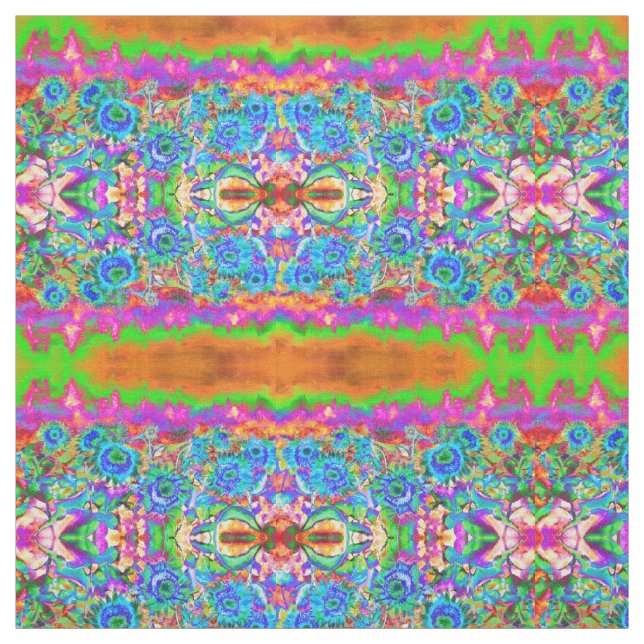 Sunflower fields forever, abstract blue flowers  fabric (Swatch)