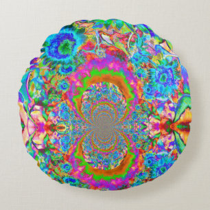 Sunflower fields forever - blue round cushion