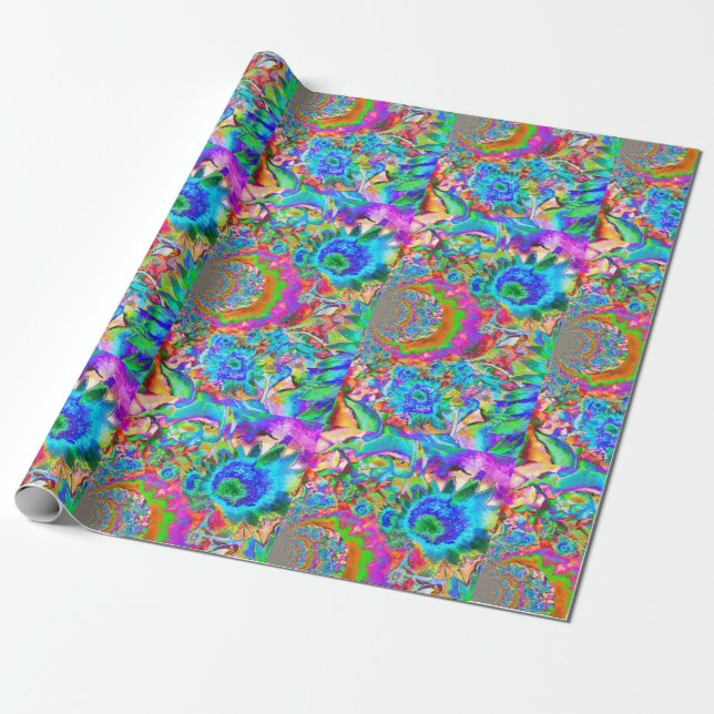 Sunflower fields forever blue wrapping paper (Unrolled)