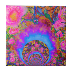 Sunflower fields forever - pink ceramic tile