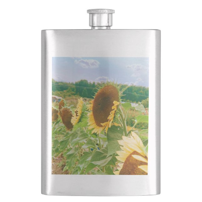 Sunflower Fields Hip Flask (Front)