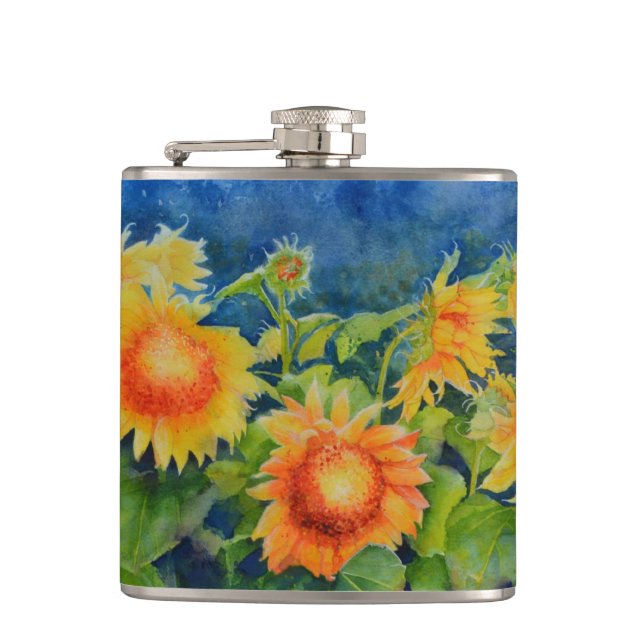 Sunflower fields hip flask (Front)