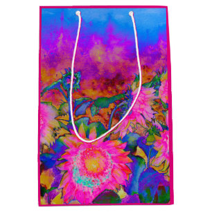 Sunflower fields _ pink medium gift bag
