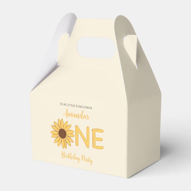 Sunflower First Birthday Favour Box (Front Side)