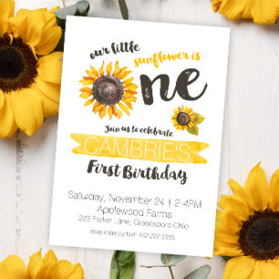 Sunflower First Birthday Invitation