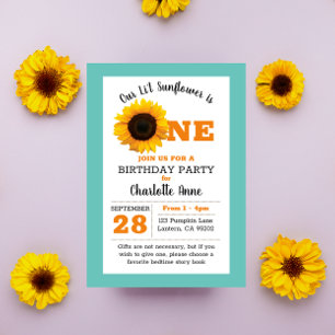 Sunflower First Birthday Invitation