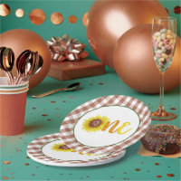 Sunflower First Birthday Paper Plates - ONE