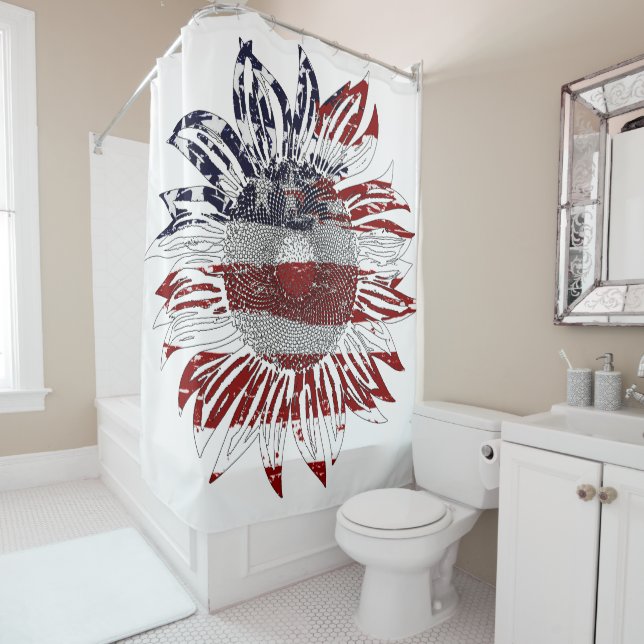 Sunflower flag  shower curtain (In Situ)