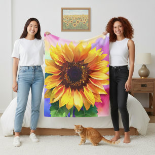 Sunflower Fleece Blanket for Vibrant Modern Home