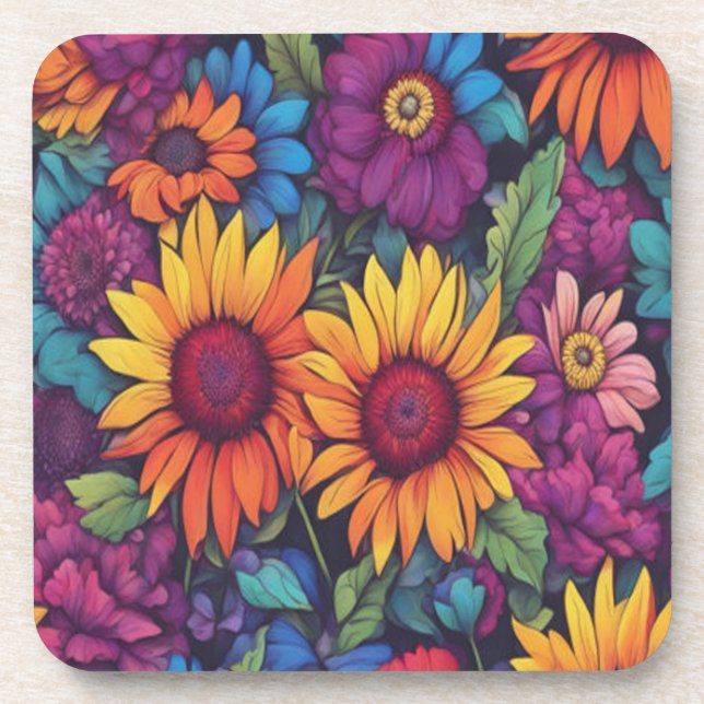Sunflower Floral #212 - Coasters (Front)
