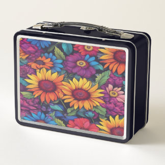 Sunflower Floral #212 - Metal Lunchbox