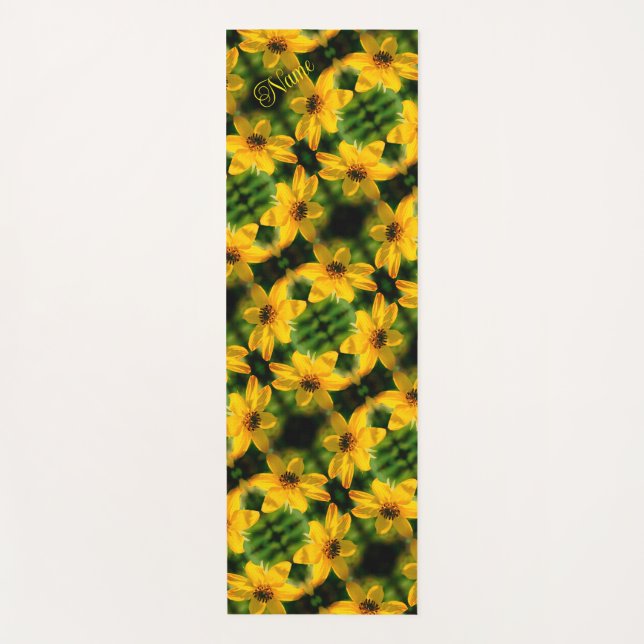 Sunflower Floral Abstract Personalised Yoga Mat (Front)
