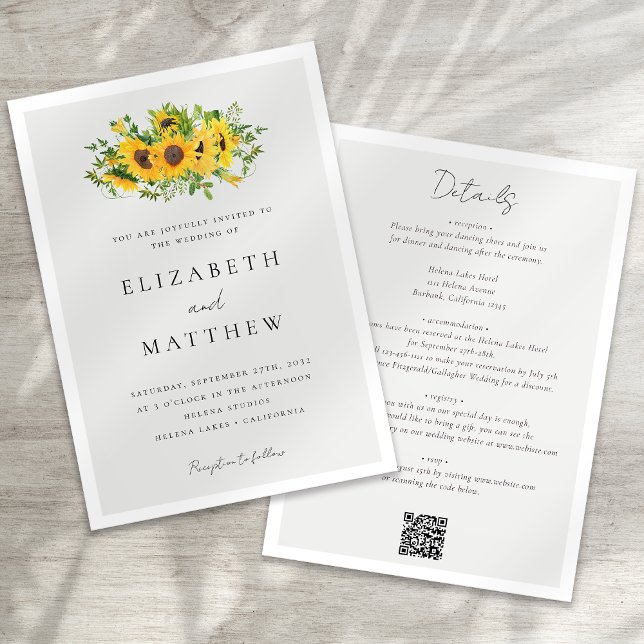 Sunflower Floral All in One Wedding Invitation (Creator Uploaded)