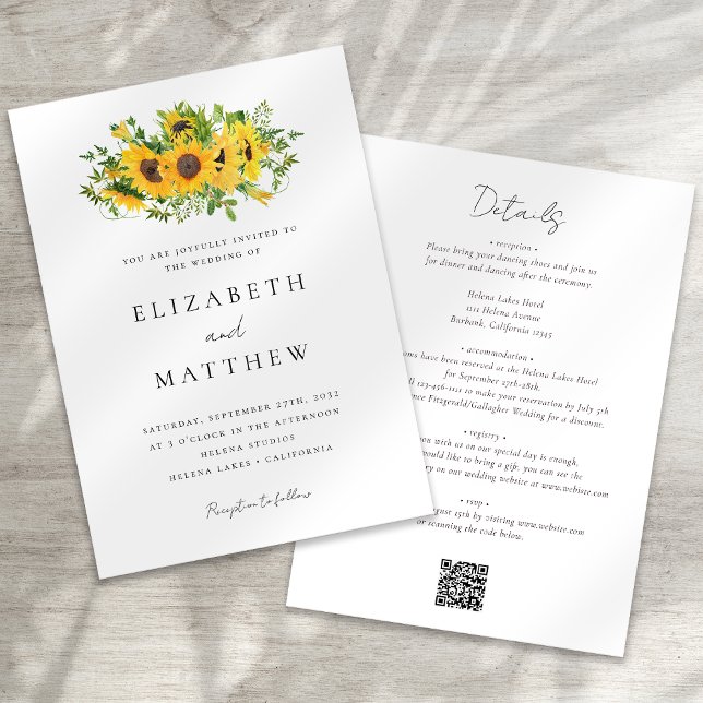 Sunflower Floral All in One Wedding Invitation (Creator Uploaded)