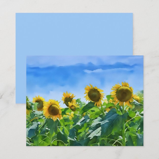 Sunflower Floral Art Note Card Set (Front/Back)