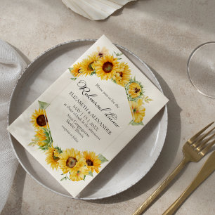 Sunflower Floral Autumn Wedding Rehearsal Dinner Invitation