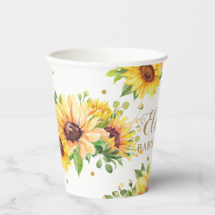 Sunflower Floral Baby Shower Birthday Bridal  Paper Cups