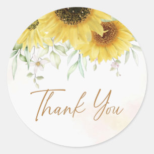 Sunflower Floral Baby Shower Birthday Thank You   Classic Round Sticker