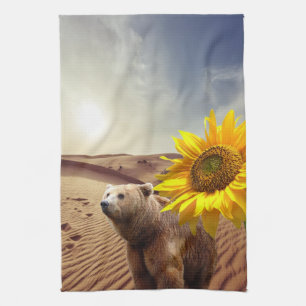 Sunflower Floral Bear Kitchen Towel