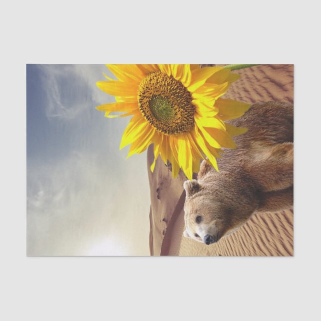 Sunflower Floral Bear Tissue Paper (Front)