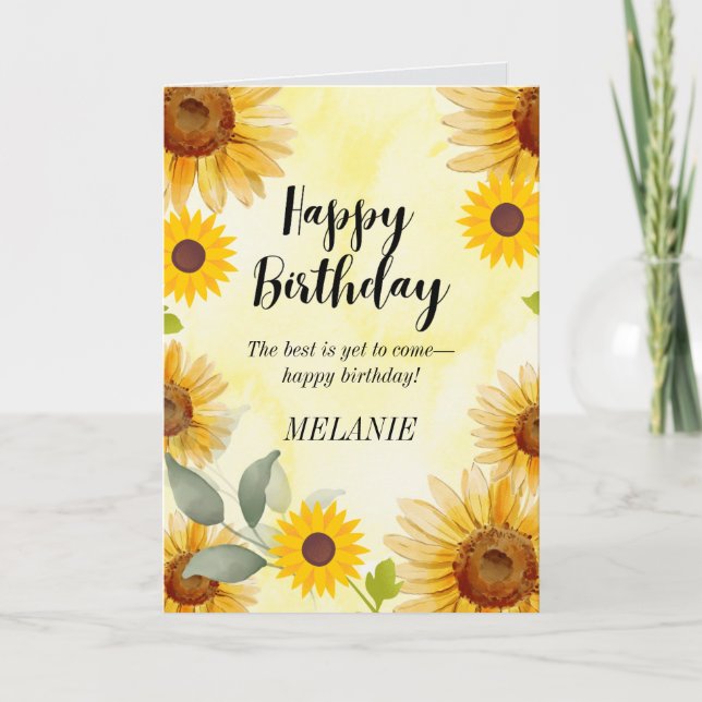 Sunflower Floral Birthday Card (Front)