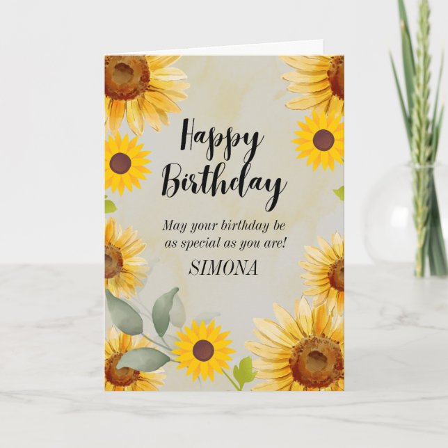 Sunflower Floral Birthday Card (Front)
