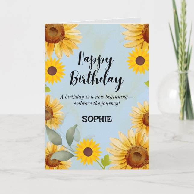 Sunflower Floral Birthday Card (Front)