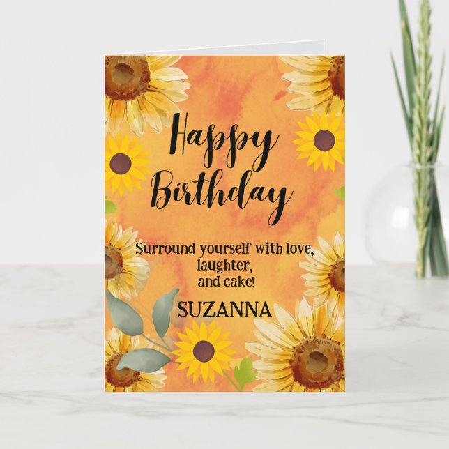  Sunflower Floral Birthday  Card (Front)