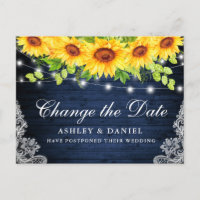 Sunflower Floral Blue Wood Change The Date