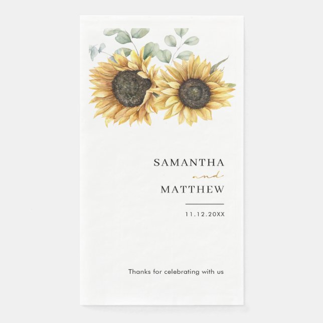 Sunflower Floral Botanical Wedding Napkin (Front)