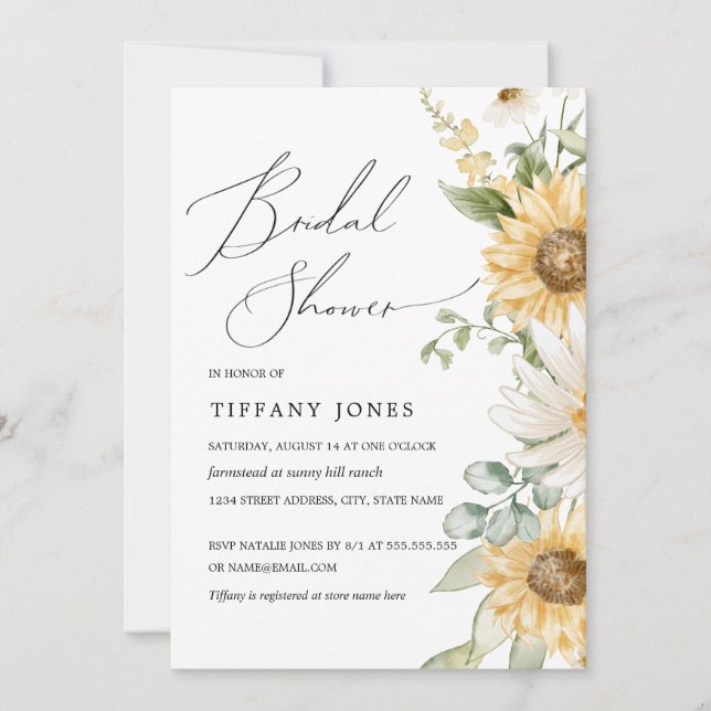 Sunflower Floral Bridal Shower Invitation (Front)