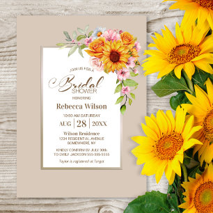Sunflower Floral Bridal Shower Invitation