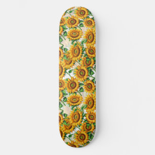 Sunflower Floral Cottagecore Pattern Skateboard