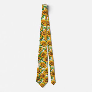 Sunflower Floral Cottagecore Pattern Tie