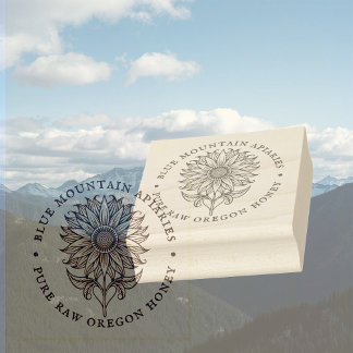 Sunflower Floral Design Beekeeper Apiary Logo  Rubber Stamp