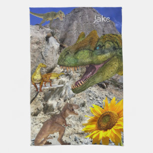 Sunflower Floral Dinosaur Kitchen Towel