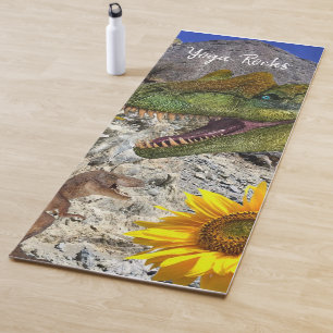 Sunflower Floral Dinosaur Yoga Mat