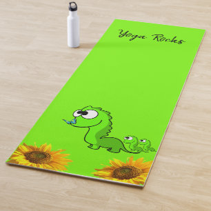 Sunflower Floral Dinosaur  Yoga Mat
