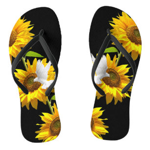 Sunflower Floral Dove Flip Flops
