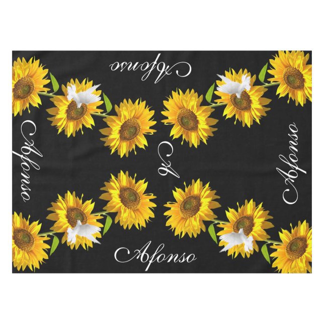 Sunflower Floral Dove Tablecloth (Front (Horizontal))