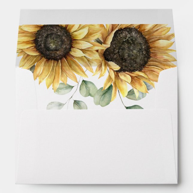 Sunflower Floral Eucalyptus Green Return Address Envelope (Back (Bottom))