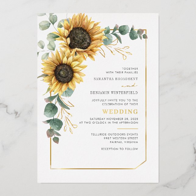 Sunflower Floral Eucalyptus Greenery Gold (Front)