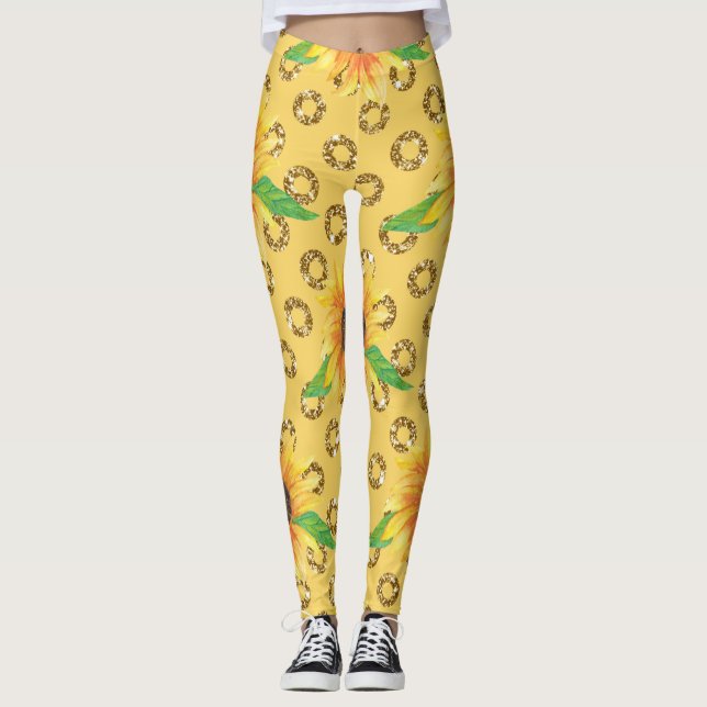 Sunflower Floral Express Leggings (Front)